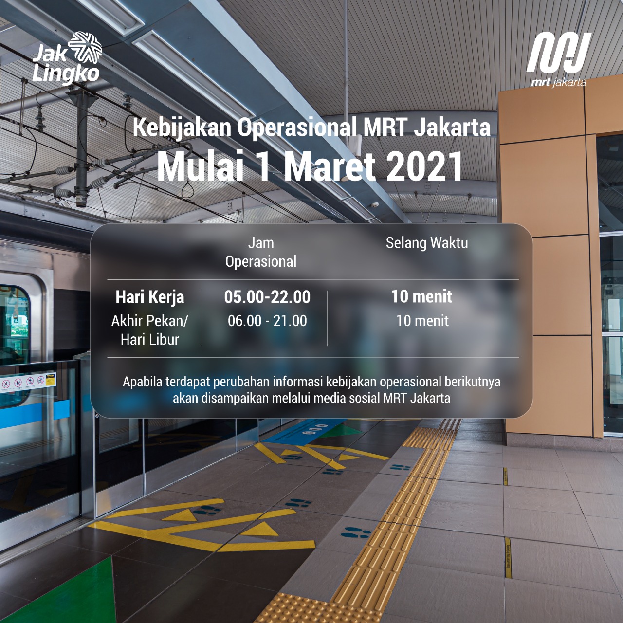 Perubahan Jadwal Operasional Jarak Antar Kereta (Headway) MRT Jakarta ...